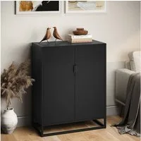 skølm Kommode Izar aus Metall (Schwarz), Highboard mit Doppeltür & höhenverstellbare Einlegeböden