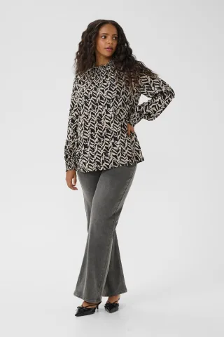Langarm-Bluse KCdena Langarm-Bluse Regular fit black offwhite