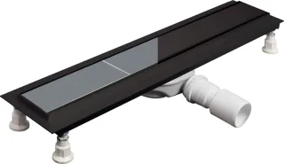 Neuesbad Umkehrbar Duschrinne Rost Schwarz für Fliesen / FULL, Länge 80CM Siphon NB1DEKNSN08D1
