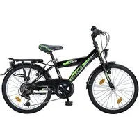 Talson Kinderfahrrad 20 Zoll Cityrad, 6 Gang Shimano, Kettenschaltung, mit Beleuchtung nach StVZO und Gepäckträger Schwarz