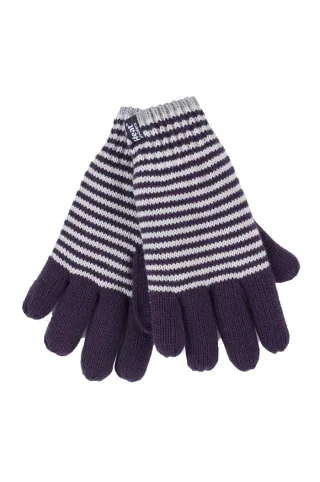 Heat Holders - Gestreifte, mit Fleece gefütterte Thermohandschuhe für Damen