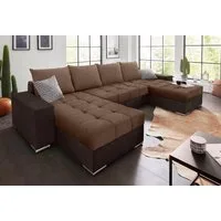 COLLECTION AB Wohnlandschaft Josy XL U-Form, Breite: 313 cm, Liegefl. 137x266 cm, Bettfunktion, Bettkasten & 2 Zierkissen, Federkern