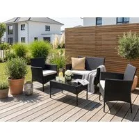 KONIFERA Gartenlounge-Set Balkonset »Palma«, (Set, 7-tlg., 1x2er Sofa, 2 Sessel, Tisch 41x71x39 cm, inkl. Auflagen), Stahl/Polyrattan
