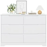 HOMECHO Kommode, Sideboard mit 6 Schubladen, Weiß Kommode für Schlafzimmer