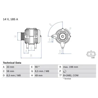 Bosch Lichtmaschine 185A Opel Renault 0986083560