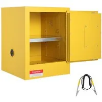 GarveeMore Werkzeugschrank Sicherheitsschrank aus Karbonstahl mit Auffangwanne & Belüftung, gelb abschließbar, ca. 7,6 L, 43,2 × 43,2 × 45,7 cm