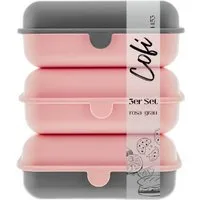 COFI 1453 Lunchbox Brotdosen 3er-Set Frühstücksbox spülmaschinenfest, stapelbar, 1600 ml, Kunststoff, (3-tlg., 3er Set), Made in Germany