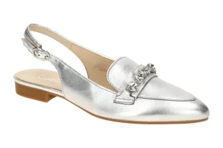 Gabor 61.531. Silber Hochfront Sling Pumps Blockabsatz Echtleder