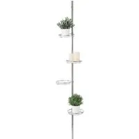 Spetebo Blumenständer Metall Teleskop Blumenregal silber - 4 Ablagen (Stück, 1 St., Teleskopregal für Blumen), ausziehbares Pflanzenregal mit Glas Böden