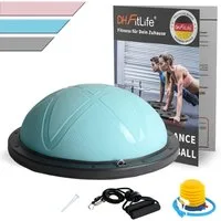 DH FitLife Balanceboard Balance Ball, bosu ball, Yoga Gleichgewichtstrainer, beidseitig einsetzbar, Φ60*22cm bis 200 KG, mit Pumpe & 2 bändern