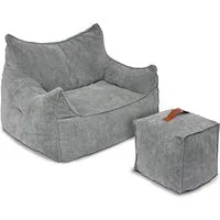 Puluomis Sitzsack Puluomis Riesen Sitzsack mit Fußhocker XXL, Beanbag Sofa 95 x 100 cm (Set)