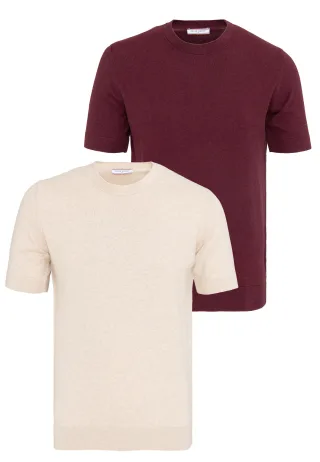 T-Shirt Basic-Strick-T-Shirt, 2Er-Pack