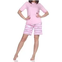 Normann Pyjama Normann Damen kurzarm Pyjama Shorty Katzen Optik – auch in Übergrößen