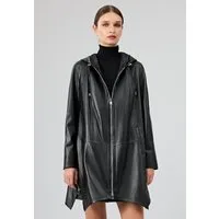 Derimod Lederjacke Daniela Leder-Trenchcoat Mit Kapuze Oversize Fit, Reißverschluss, Mit Kapuze, Lang, Textilfutter