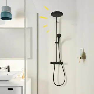 Grohe Vitalio Start - Brauseset mit Thermostat, Durchmesser 25 cm, 2 Strahlarten, schwarz matt 26677 266772431