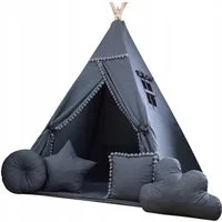 Pamek Tipi-Zelt Basic, Kinder Spielzelt, Teepee, Zelt mit Fenster, Tipizelt, Spielset, Personen: 2 (7 tlg), Sehr weiches und angenehmes Material