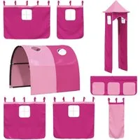 vidaXL Bett Vorhänge für Hochbett mit Tunnel und Turm Rosa