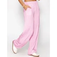 SASSYCLASSY Stoffhose Gestreifte Hose mit weitem Bein Damen Lässige Hose im Streifenlook mit elastischem Bund rosa