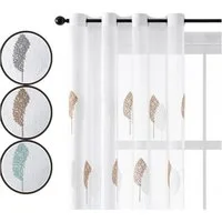 Jibenhome Schiebegardine 2-er Set Voile Gardine Ösen Vorhänge,Baumstickerei Scheibengardinen (2 St)