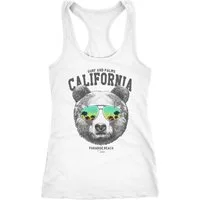 Neverless Tanktop Damen Tank-Top Löwe Bär Sonnenbrille Palmen Summer California
