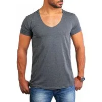 Young & Rich T-Shirt Herren Uni Basic extra tiefer Ausschnitt Unterziehshirt 1315 V-Ausschnitt unifarben kurzarm slim fit