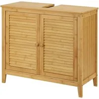 en.casa Waschbeckenunterschrank Värmdö Badezimmerschrank 60x67x30 aus Bambus