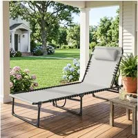 Outsunny Gartenliege Sonnenliege faltbar Garten 4-stufige Rückenlehne verstellbar, Liegestuhl mit 4-Fach verstellbare Rückenlehne, 1 St., Sonnenliege, Klappbar, ergonomisch, wetterfest