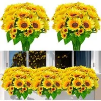 Kunstblumenstrauß 4 Bündel Kunstblumen Deko Sonnenblumen Künstlich, Agger