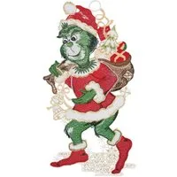 W. Reuter & Sohn - Plauener Spitze® Fensterbild Fensterbild „Grinch-Weihnachtsmuffel“, 15 x 28 cm, Plauener Spitze