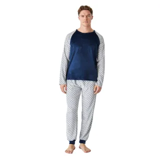 Herren-Winterpyjama aus Samt mit langen Ärmeln JJBEP5301