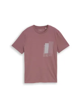 Denim Tom Tailor - Basic T-Shirt mit Logo-Print rose taupe - Gr. - L