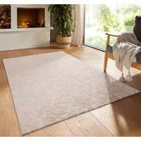 TaraCarpet Teppich TaraCarpet Homestyle 375 Flora, rechteckig, Höhe: 10 mm, Blätteroptik hoch-tief weich waschbar beige 50x80
