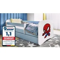 Raumhirsch Furniture Kinderbett 70x140, 80x160, 80x180 cm - Komplettset mit Matratze & Schublade (Bett für Mädchen, Einzelbett für Kinder von 2-12 Jahren, Rausfallschutz und Lattenrost), verschiedene Farben & Designs