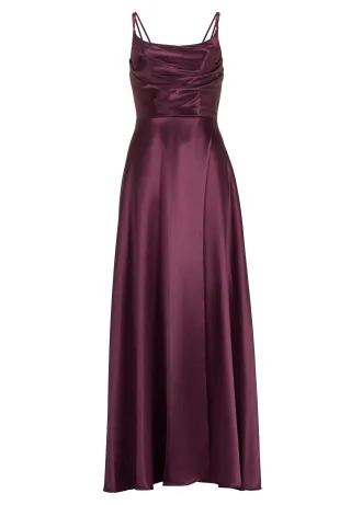 hey kyla - Satin-Abendkleid mit Gehschlitz vivid burgundy - Gr. - 40