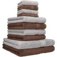 Betz Handtuch Set 10 TLG. Handtuch Set Gold Farbe nussbraun & silbergrau, 100% Baumwolle (Set, 10-St)