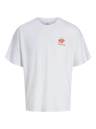 JACK&JONES - JORVACATION TEE SS CREW NECK TG Bright White - Gr. - M