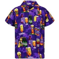 King Kameha Hawaiihemd "Beerbottle" Funky Hawaii-Hemd Herren Kurzarm Front-Tasche Stylish