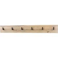 Vladon Garderobenpaneel Linea V1 (Wandgarderobe, mit 6 Kleiderhaken), Eiche Natur (110,5 x 14,5 x 3,5 cm)
