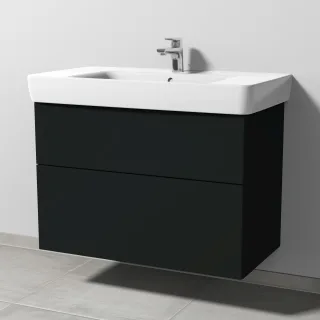 Sanipa 3way Waschtischunterbau zu Geberit Renova Plan Waschtisch mit 2 Auszügen, Vulkan-Matt SP8801V