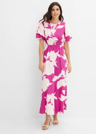 bonprix Maxikleid aus reiner Baumwolle, pink, Gr.46, modisches Maxikleid aus reiner Baumwolle mit floralem Print, 100% Baumwolle