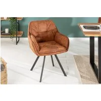 riess-ambiente Armlehnstuhl NORDIC STAR antik braun – Microfaser, Massivholz-Beine, mit Armlehne, Industrial Design mit Sitzkomfort – ideal für Dein Loft-Esszimmer