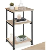 tectake Beistelltisch Memphis (1-St., 1 tlg), Handlicher Beistelltisch mit drei Ablagen im rauen Fabrik-Look