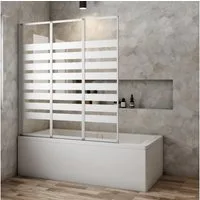 Duschparadies Duschwand 130*140cm hellweiß Aufsatz Duschabtrennung Badewanne Trennwand, Einscheibensicherheitsglas, Sicherheitsglas, Glas