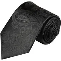 Paul Malone Krawatte Herren Krawatte Schlips modern uni paisley Schmal (6cm), schwarz 815