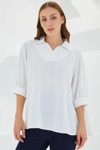Polokragen Lockere Passform Bluse