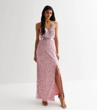 Blush Embelish Riemchen-Maxikleid