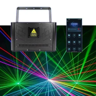 [EU Direct] YBEIYUAN 10W RGB Full-Color Animation Beam Light RJ45/ILDA/DMX512/Bluetooth App Control Disco DJ Party Weddi