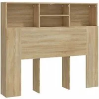 vidaXL Bett Bett-Kopfteil mit Ablagen Sonoma-Eiche 120x19x103,5 cm (1-tlg)