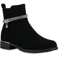 VAN HILL 840507 Stiefelette Damen Leicht Gefütterte Klassische Stiefeletten Zierperlen