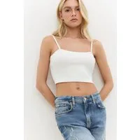No Matter What T-Shirt Crop-Top mit eckigem Ausschnitt und dünnen Trägern